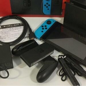 Nintendo Switch Console with Blue and Black Accessories